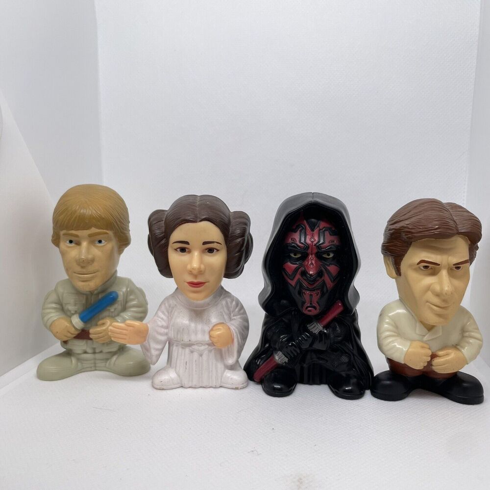 Vintage Star Wars Figurines Burger King 2005 Lot of 4 Skywalker‎ Leis Hans Solo